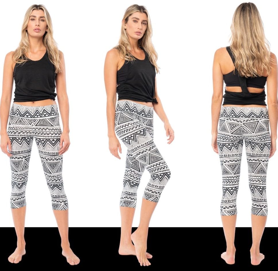 Womens 3 Pack & 6 Pack Buttery Soft Brushed Active Stretch Yoga Cropped Capri Skinny Pant Leggings