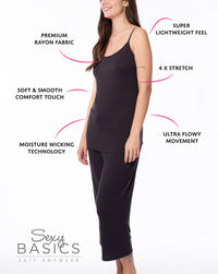 Sexy Basics Women's 5 Pack Cotton Rayon Stretch Cami Tank | Adjustable Spaghetti Strap Tank Top