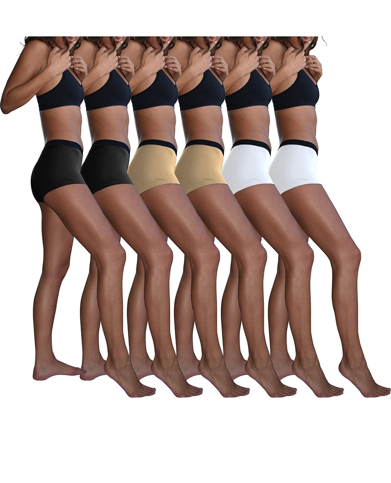 Sexy Basics Women's 12 Pack Modern Active Buttery Soft Boy Short Boxer Brief Panties