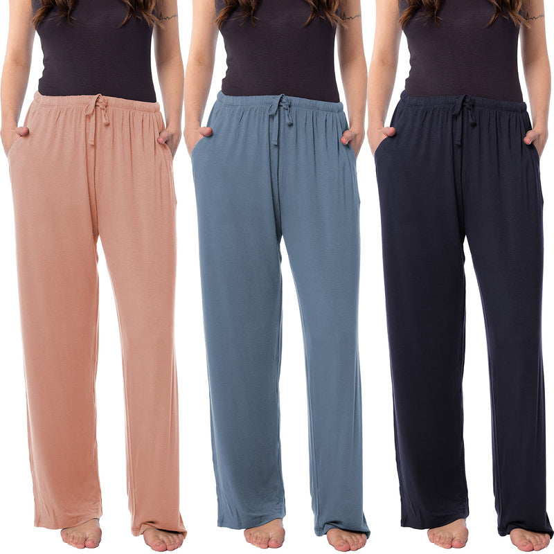 Women's 3 Pack Super Soft Drawstring Yoga Lounge PJ Sleep Pants