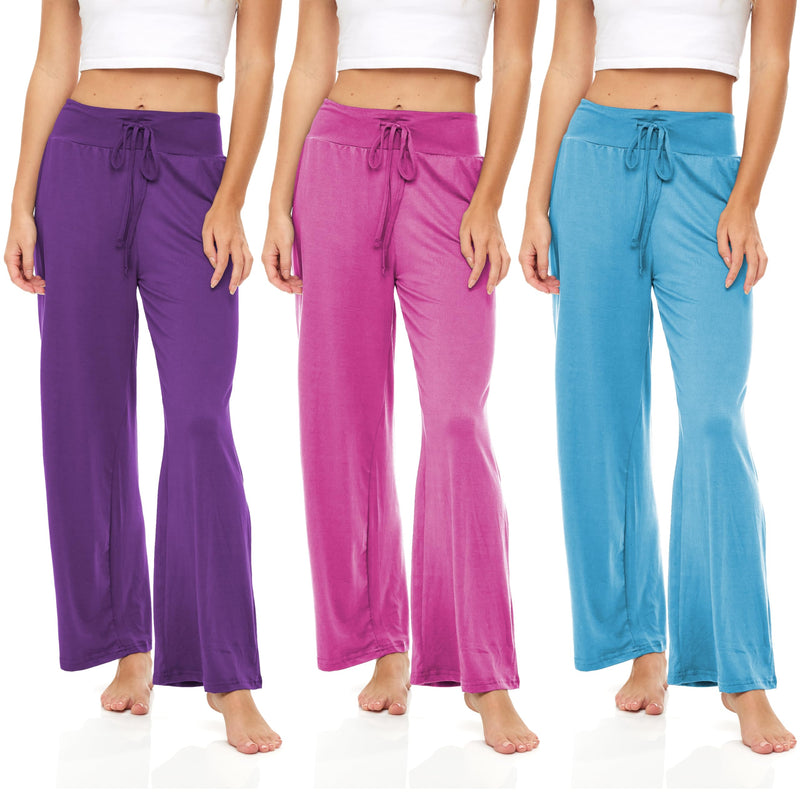 3 Pack Women's Soft Flowy Harem Drawstring Lounge Pants