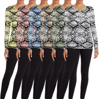 6 Pack Women's Scoop Neck Base Layer Long Sleeve Top