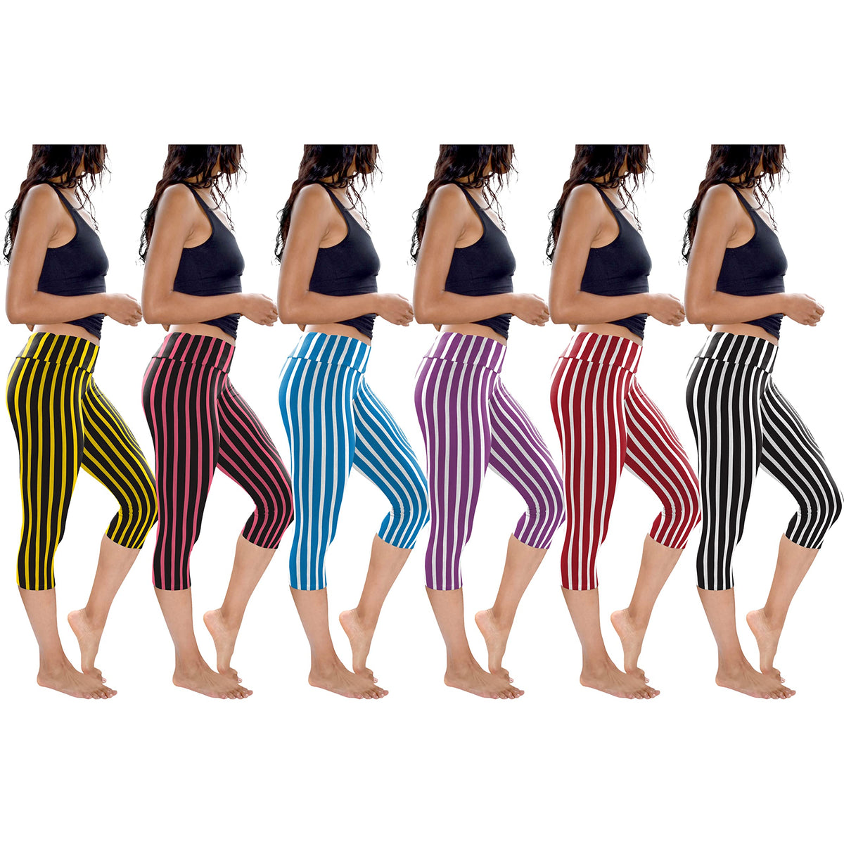 Womens 3 Pack & 6 Pack Buttery Soft Brushed Active Stretch Yoga Cropped Capri Skinny Pant Leggings