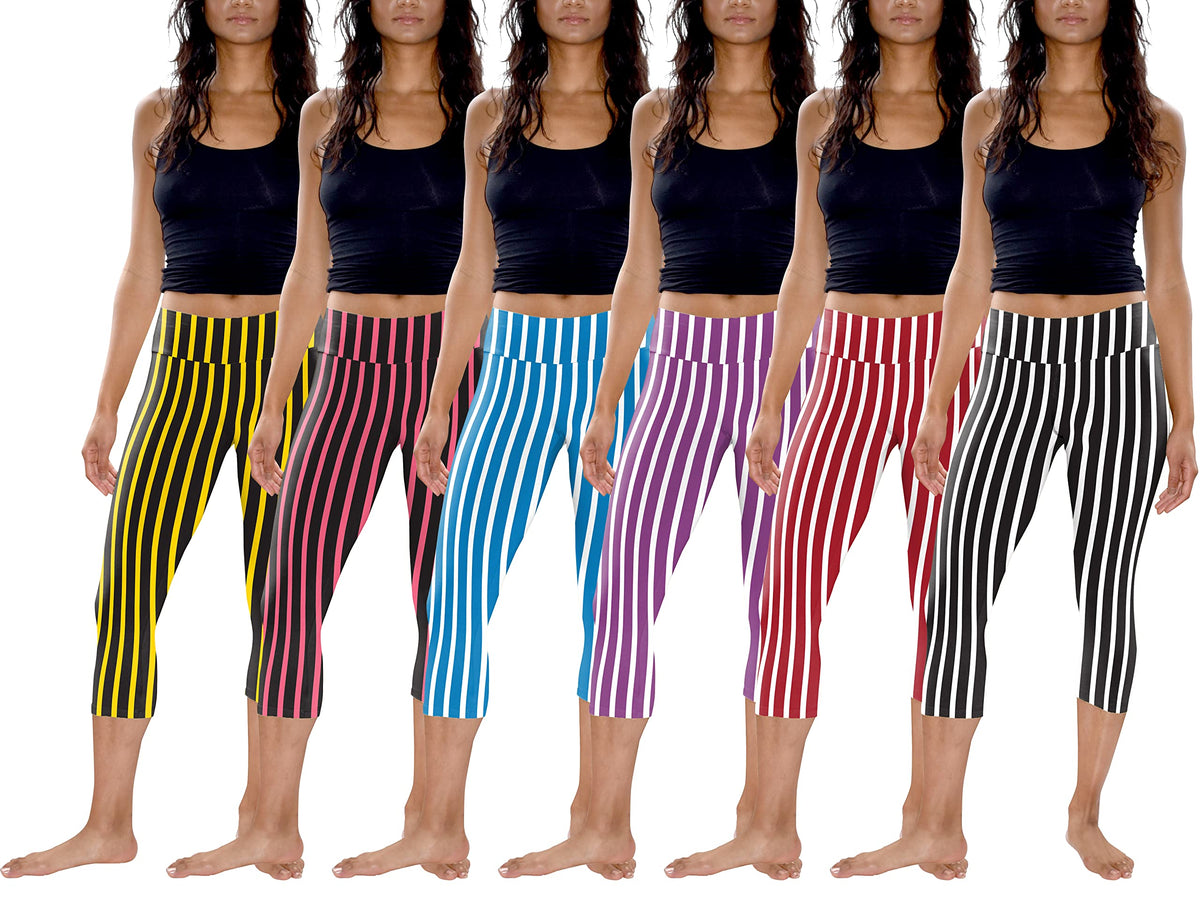 Womens 3 Pack & 6 Pack Buttery Soft Brushed Active Stretch Yoga Cropped Capri Skinny Pant Leggings